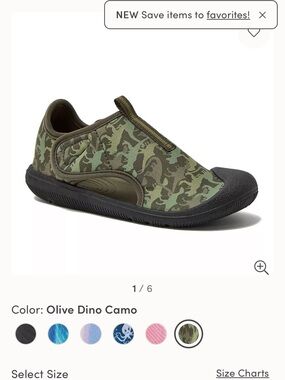 Lands' End Olive Dino Camo Kids Water Shoe